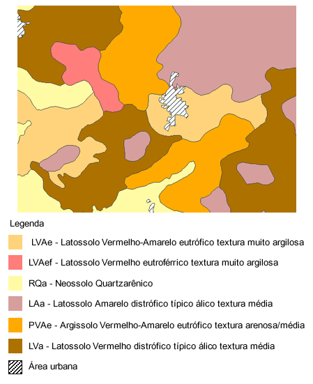 Mapa pedolÃ³gico da Fazenda Jener e Samuel Cia.